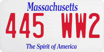 MA license plate 445WW2