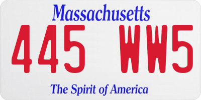 MA license plate 445WW5
