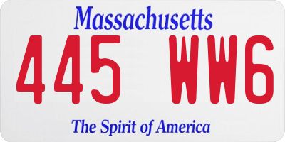 MA license plate 445WW6