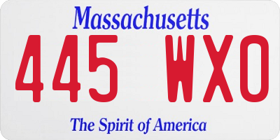 MA license plate 445WX0