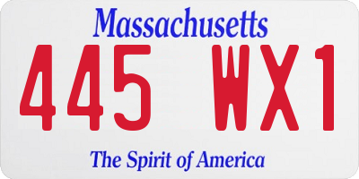 MA license plate 445WX1