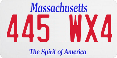 MA license plate 445WX4