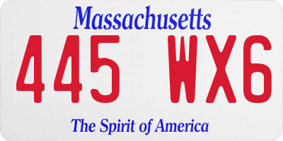 MA license plate 445WX6