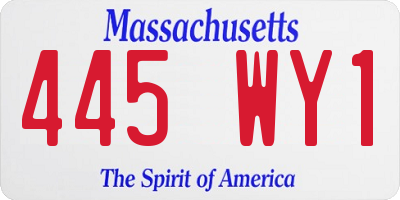 MA license plate 445WY1