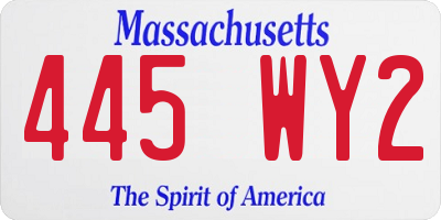 MA license plate 445WY2