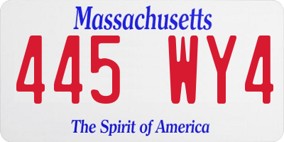 MA license plate 445WY4
