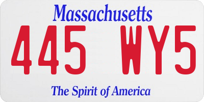 MA license plate 445WY5