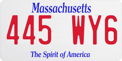 MA license plate 445WY6