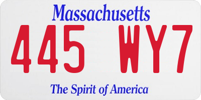 MA license plate 445WY7