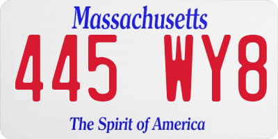 MA license plate 445WY8