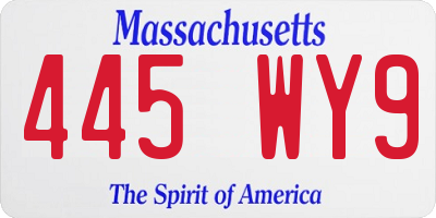 MA license plate 445WY9