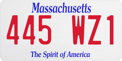 MA license plate 445WZ1