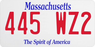 MA license plate 445WZ2