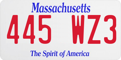 MA license plate 445WZ3