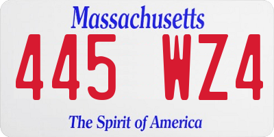 MA license plate 445WZ4