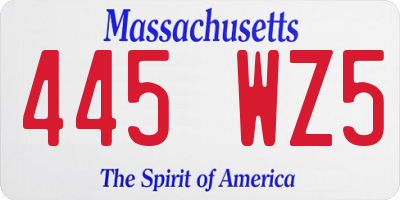 MA license plate 445WZ5