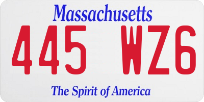 MA license plate 445WZ6