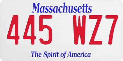 MA license plate 445WZ7