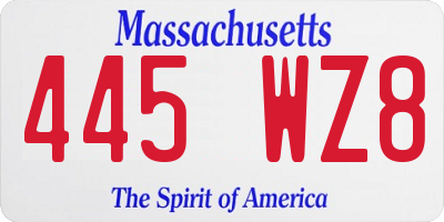MA license plate 445WZ8