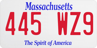 MA license plate 445WZ9
