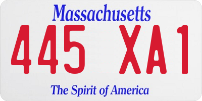 MA license plate 445XA1