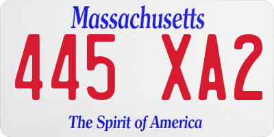 MA license plate 445XA2