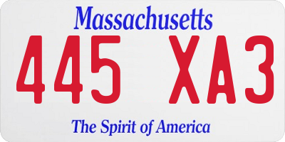 MA license plate 445XA3