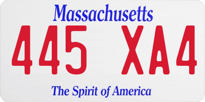 MA license plate 445XA4