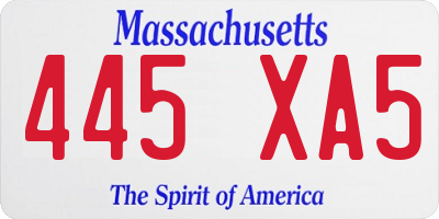 MA license plate 445XA5