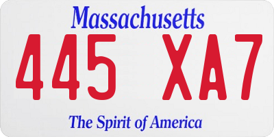 MA license plate 445XA7