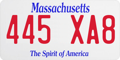 MA license plate 445XA8