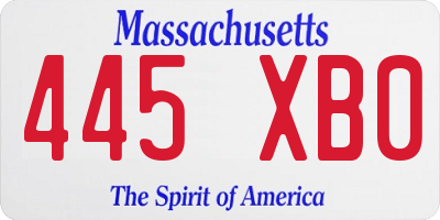 MA license plate 445XB0