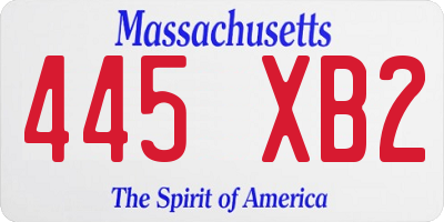 MA license plate 445XB2