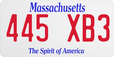 MA license plate 445XB3