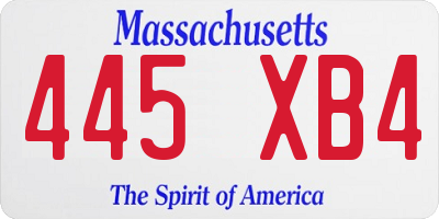 MA license plate 445XB4