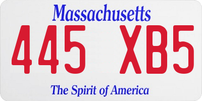 MA license plate 445XB5