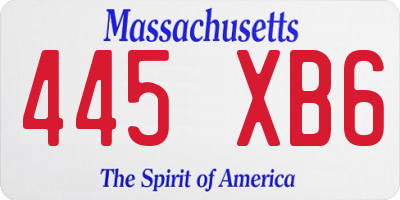 MA license plate 445XB6