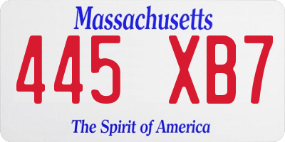 MA license plate 445XB7