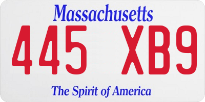 MA license plate 445XB9