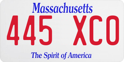 MA license plate 445XC0