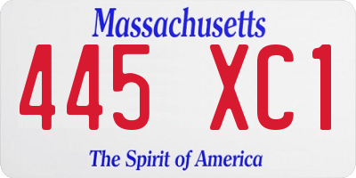 MA license plate 445XC1