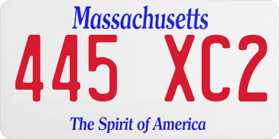 MA license plate 445XC2