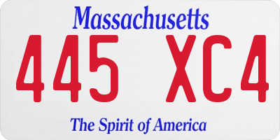 MA license plate 445XC4