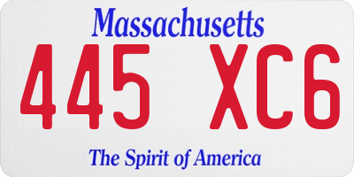 MA license plate 445XC6