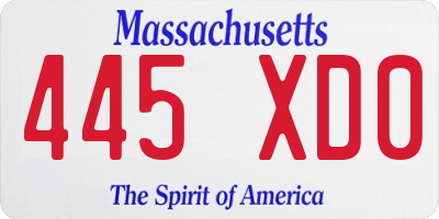 MA license plate 445XD0
