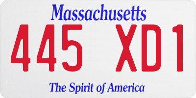 MA license plate 445XD1