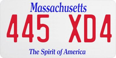 MA license plate 445XD4