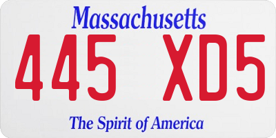 MA license plate 445XD5