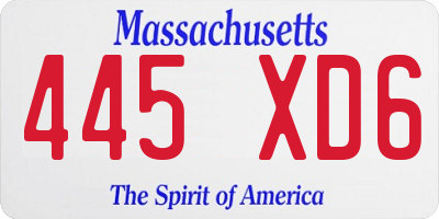 MA license plate 445XD6