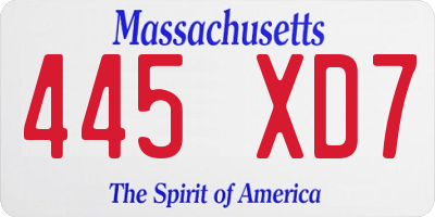 MA license plate 445XD7